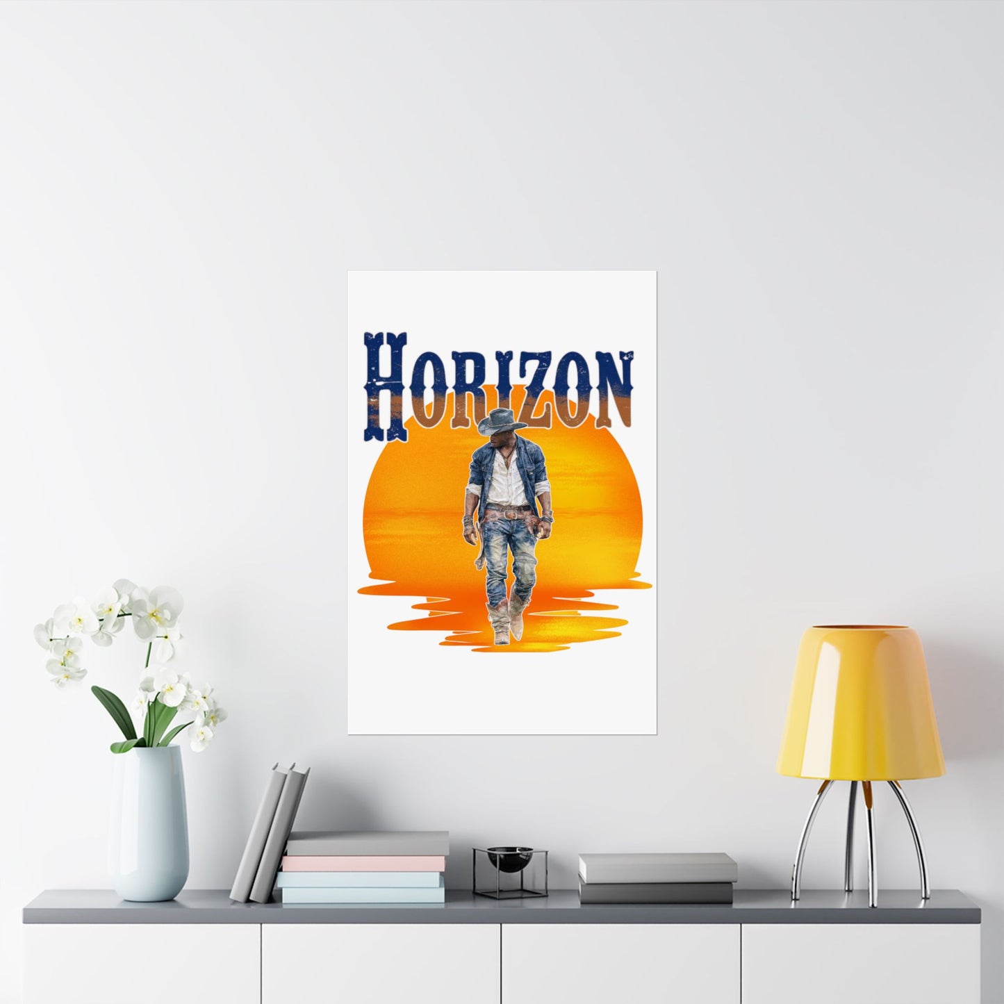 Cowboy Horizon Wall Art | Rustic Decor, Western Theme, Home Office, Gift for Cowboy Lovers, Landscape Posters