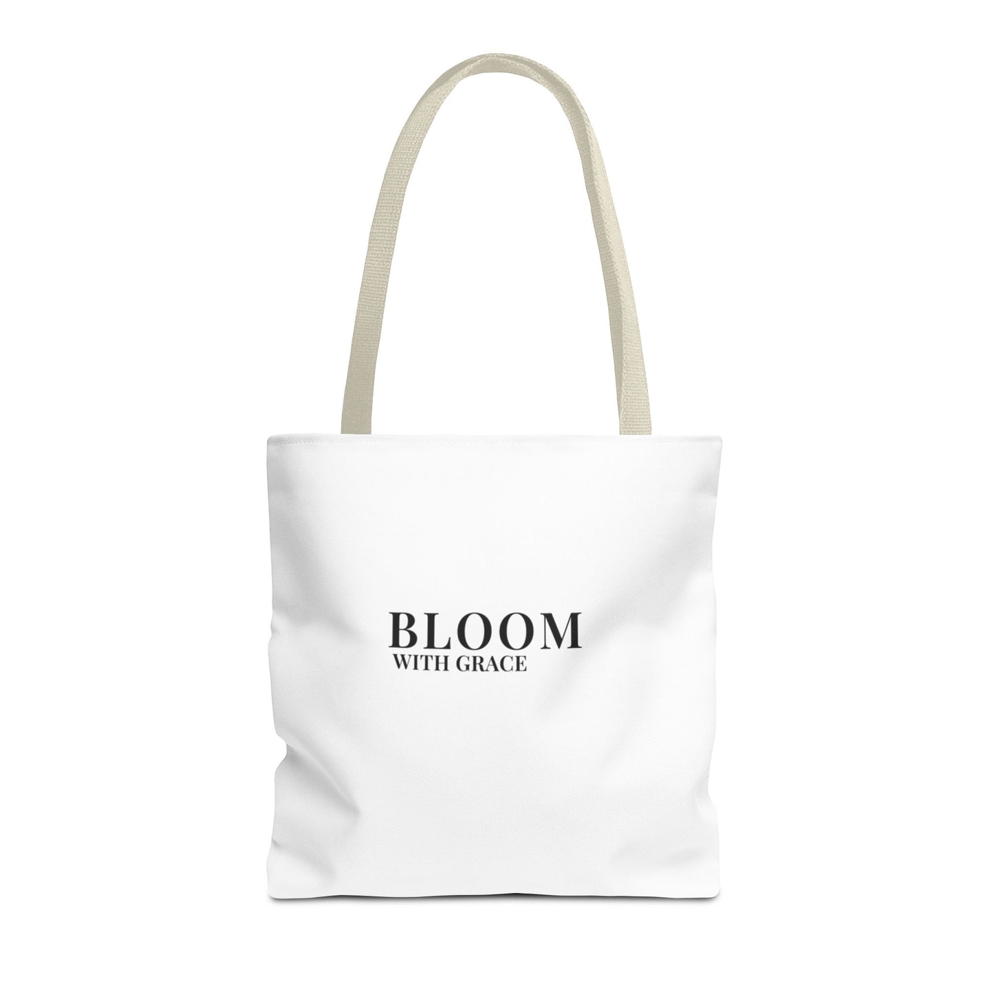 Bloom With Grace Minimalist Canvas Tote Bag — Floral Inspirational Quote Tote