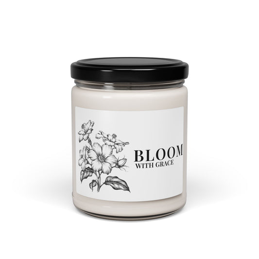 Bloom With Grace 9oz Soy Candle, Peppered Passionfruit Candle ,  Feminine Fresh Luxury Soy Candle