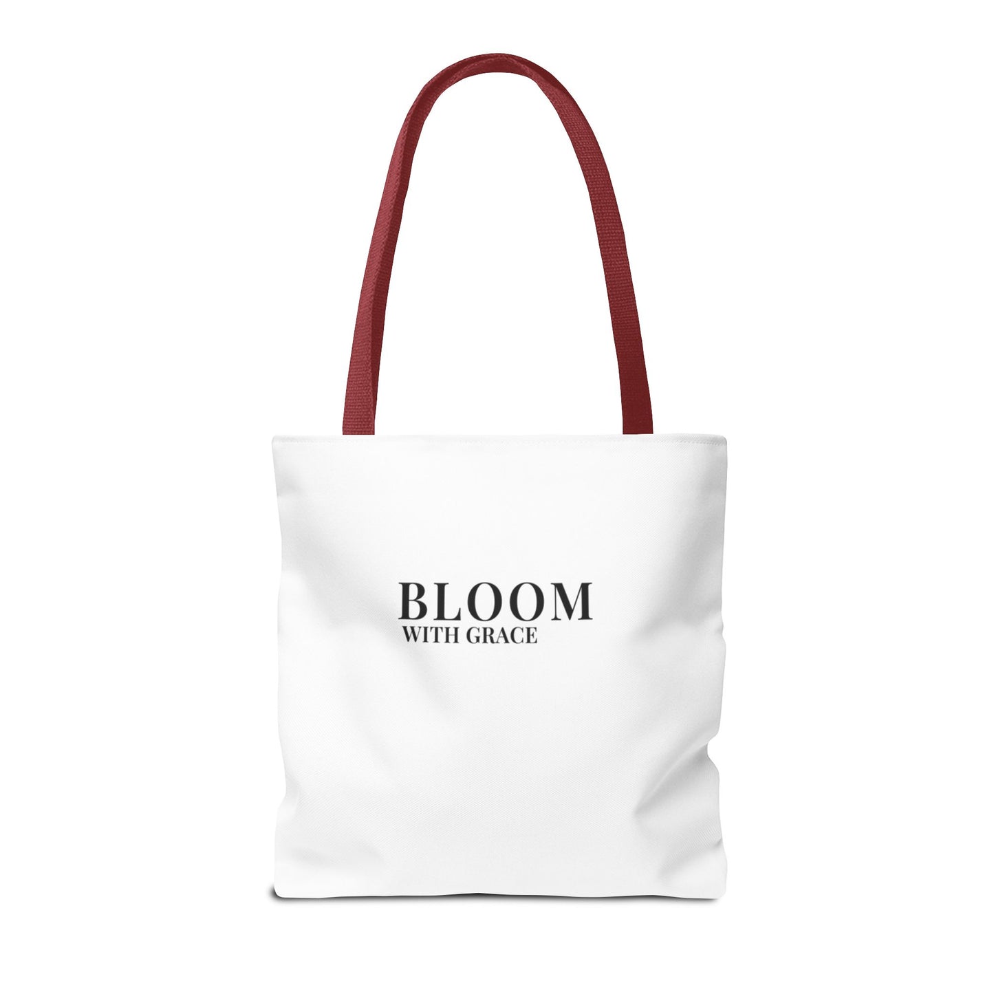 Bloom With Grace Minimalist Canvas Tote Bag — Floral Inspirational Quote Tote