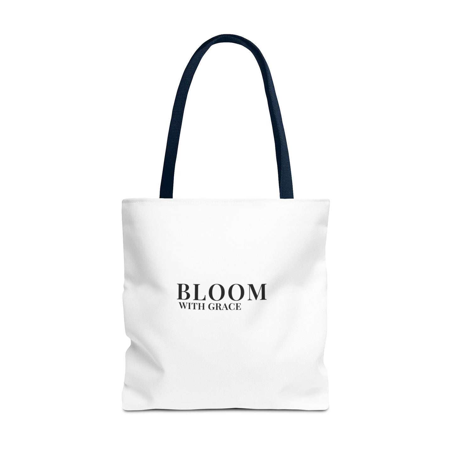 Bloom With Grace Minimalist Canvas Tote Bag — Floral Inspirational Quote Tote