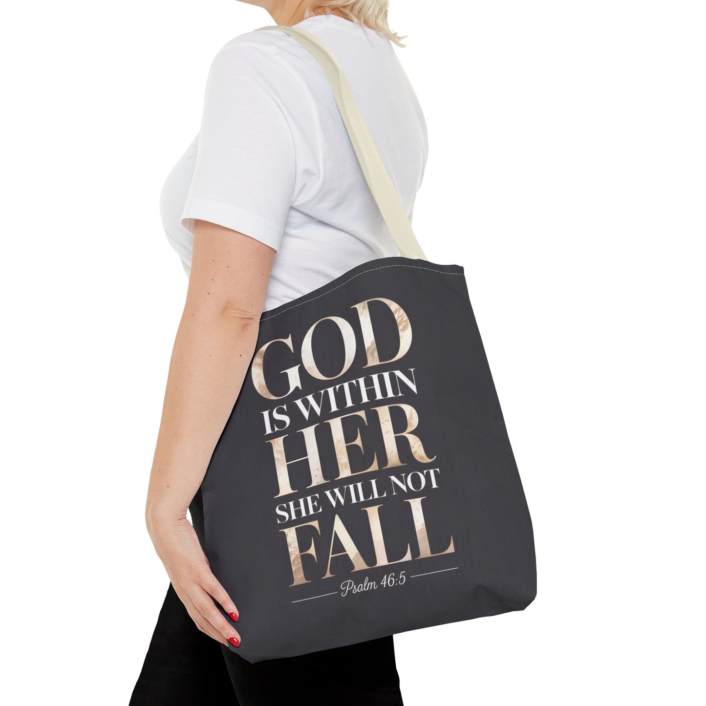 Copy of Psalm 46:5 Tote Bag, God Is Within Her She Will Not Fall Tote, Christian Scripture Tote, Faith Inspirational Bag for Women