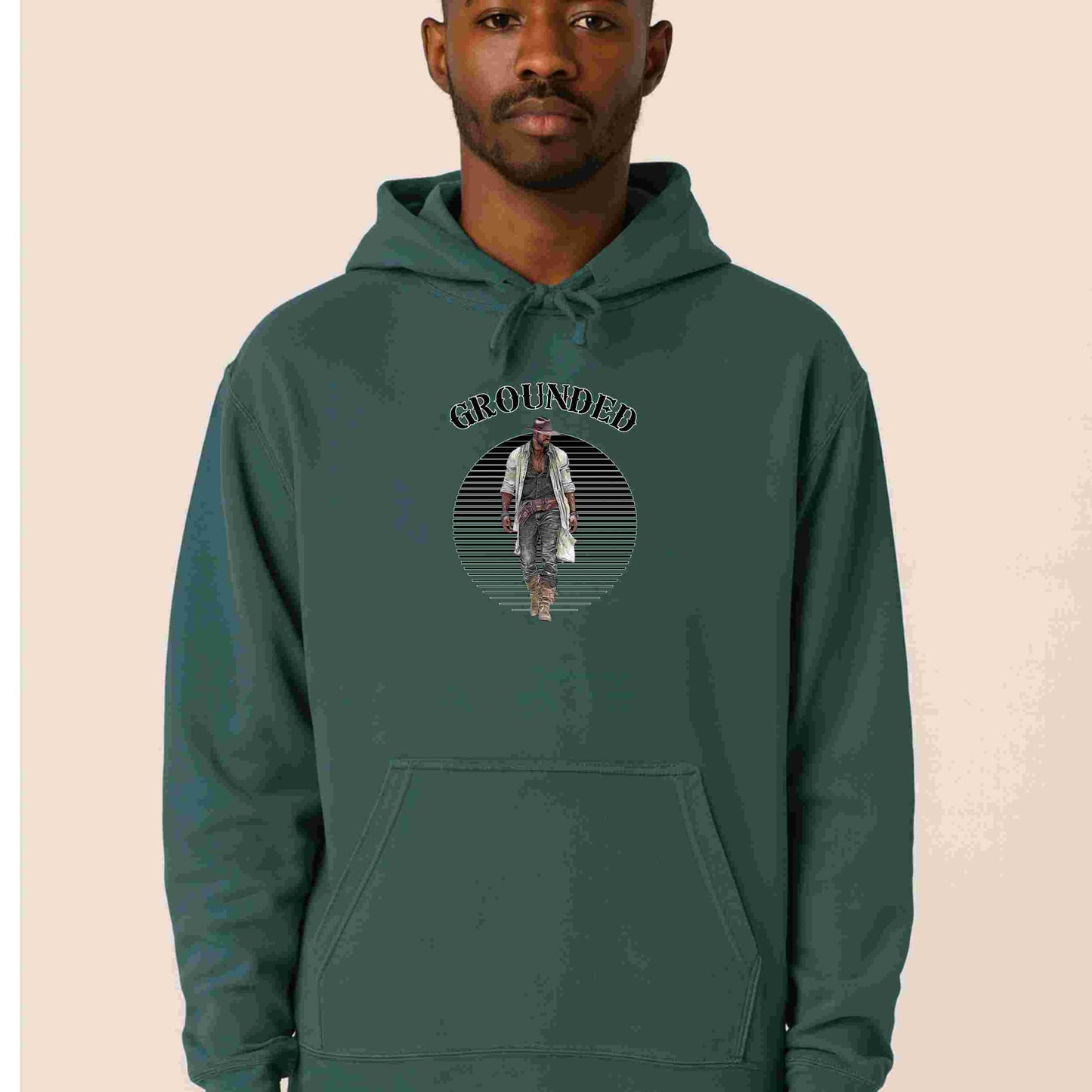 Grounded ( in black top)  Unisex Garment-Dyed Hoodie, Cozy Casual Wear, Perfect for Meditation & Relaxation, Gift for Mindfulness, Everyday Comfort