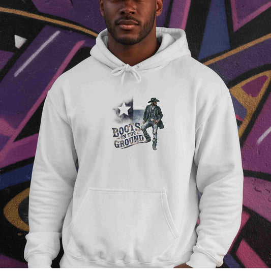 Texas Pride Hoodie with 'Boots on the Ground' Graphic