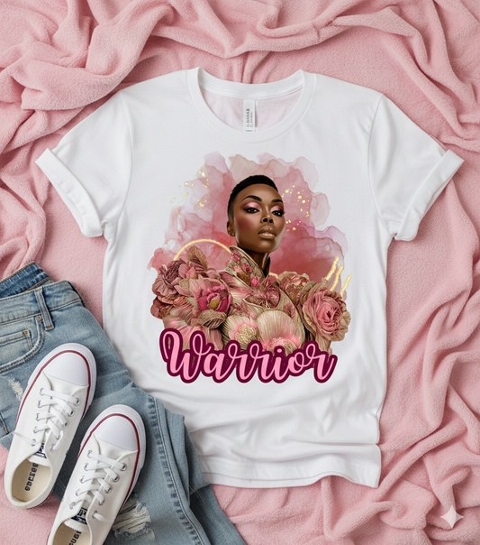 Warrior Queen Tee| Breast Cancer Awareness Shirt for Women | Rose Gold Warrior Tee | Pink Ribbon Strength Gift | Survivor Empowerment Apparel  Description: