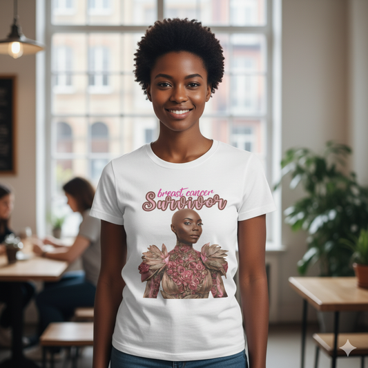 Breast Cancer Survivor Fancy Shirt | Elegant Pink Ribbon Tee | Survivor Empowerment Shirt | October Awareness Apparel for Women