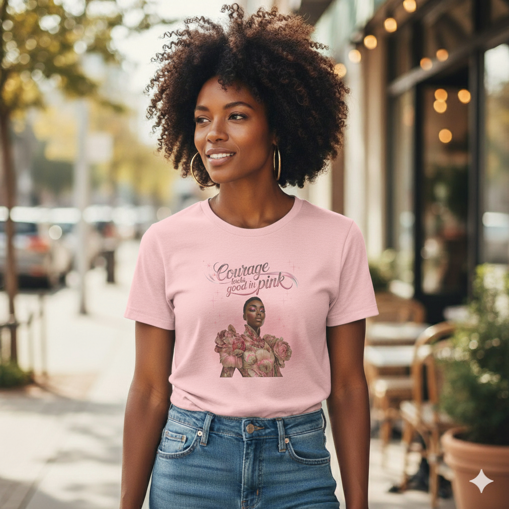 Courage Queen Shirt | Breast Cancer Awareness Tee | Survivor Strength Shirt | Pink Ribbon Courage T-Shirt | Empowerment Gift for Women