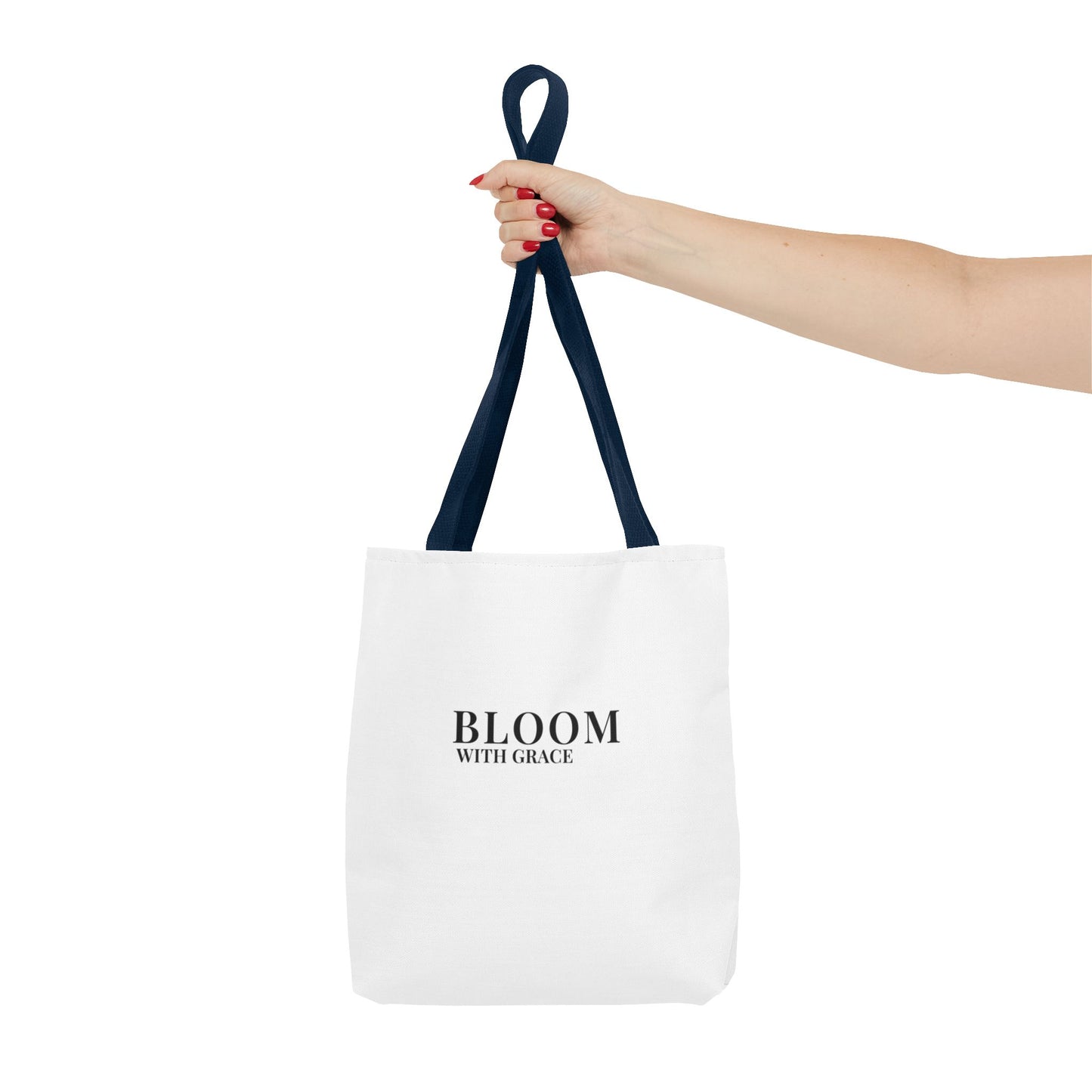 Bloom With Grace Minimalist Canvas Tote Bag — Floral Inspirational Quote Tote