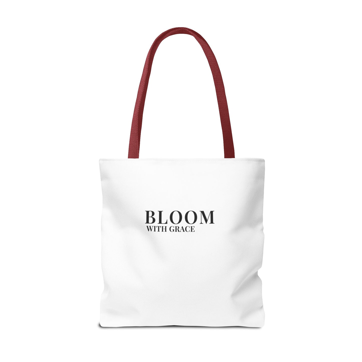 Bloom With Grace Minimalist Canvas Tote Bag — Floral Inspirational Quote Tote
