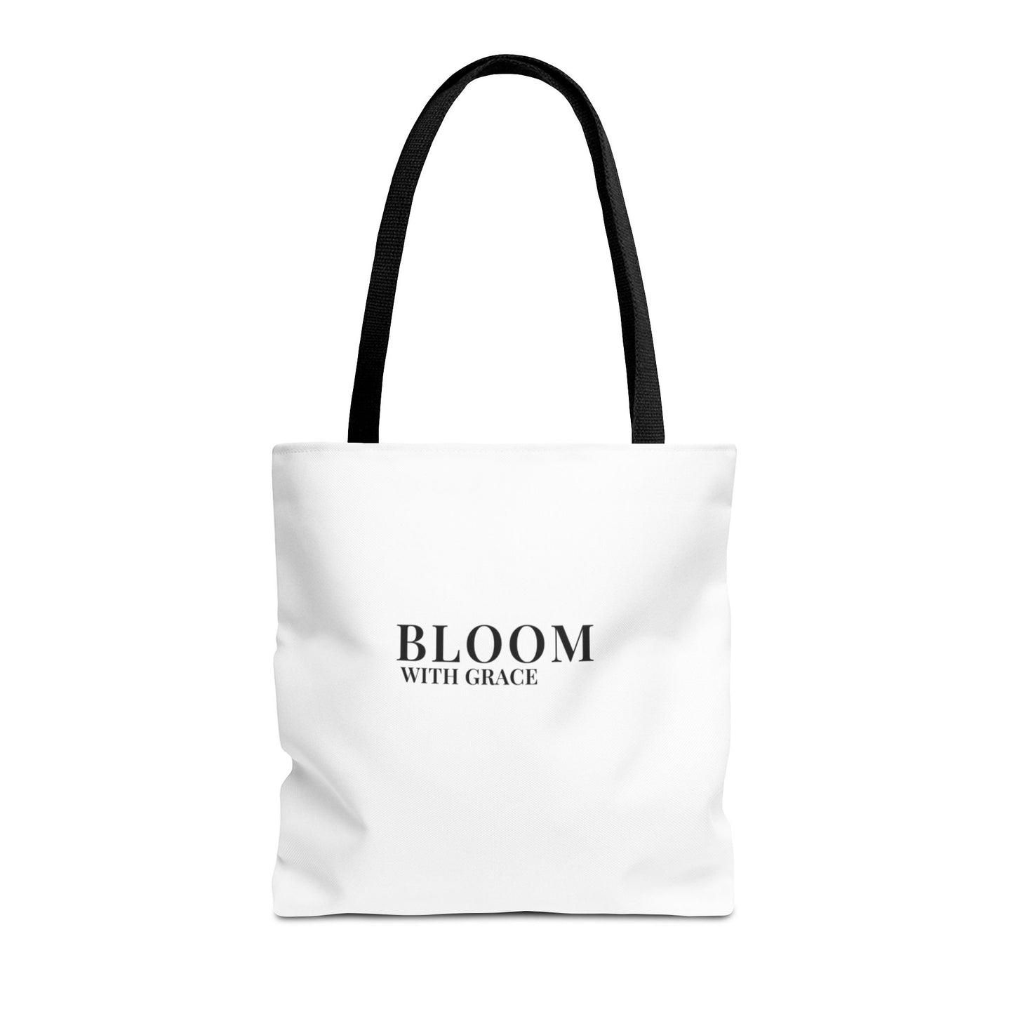 Bloom With Grace Minimalist Canvas Tote Bag — Floral Inspirational Quote Tote