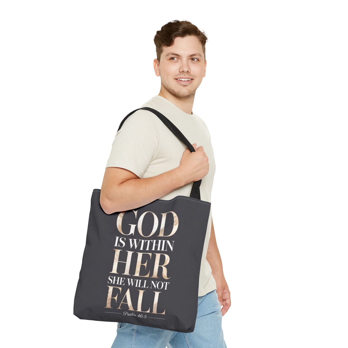 Copy of Psalm 46:5 Tote Bag, God Is Within Her She Will Not Fall Tote, Christian Scripture Tote, Faith Inspirational Bag for Women