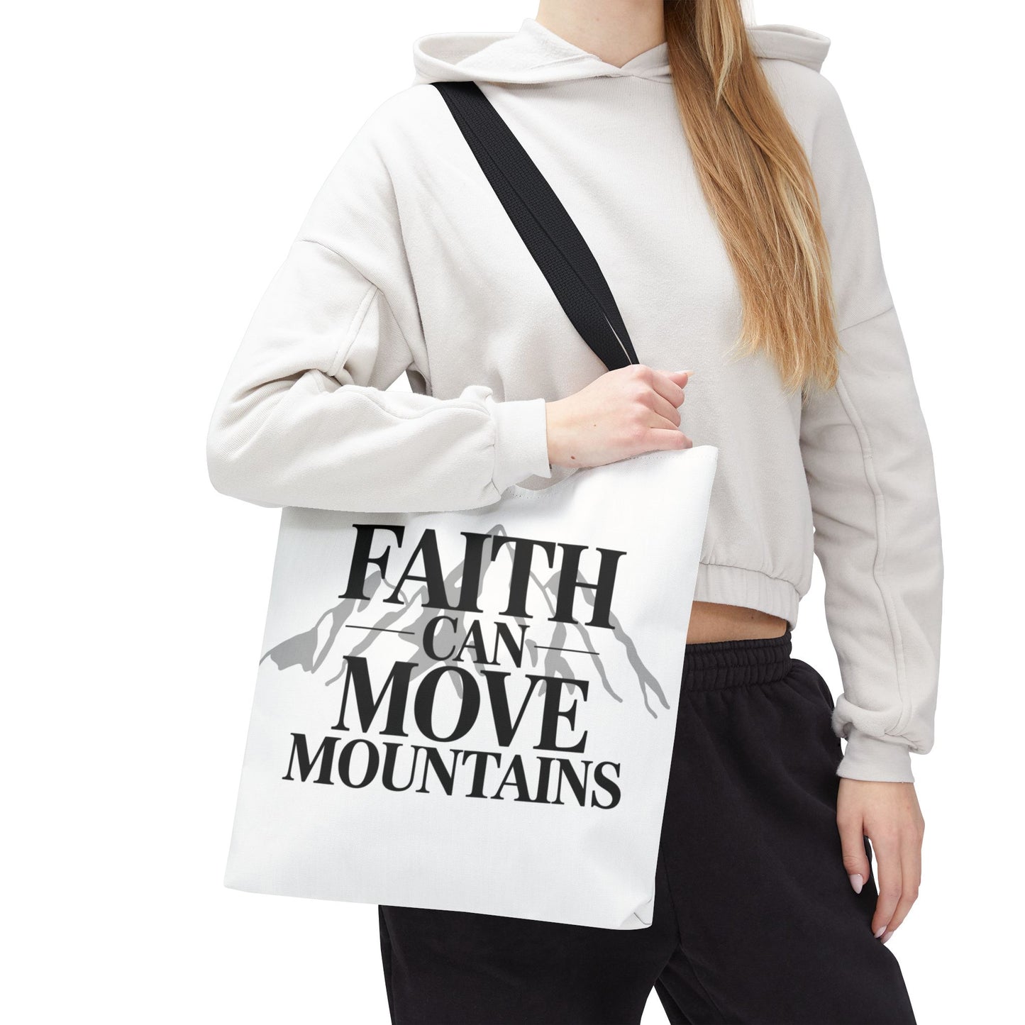 Faith Can Move Mountains Tote Bag – Inspirational Christian Tote, Scripture Quote Bag