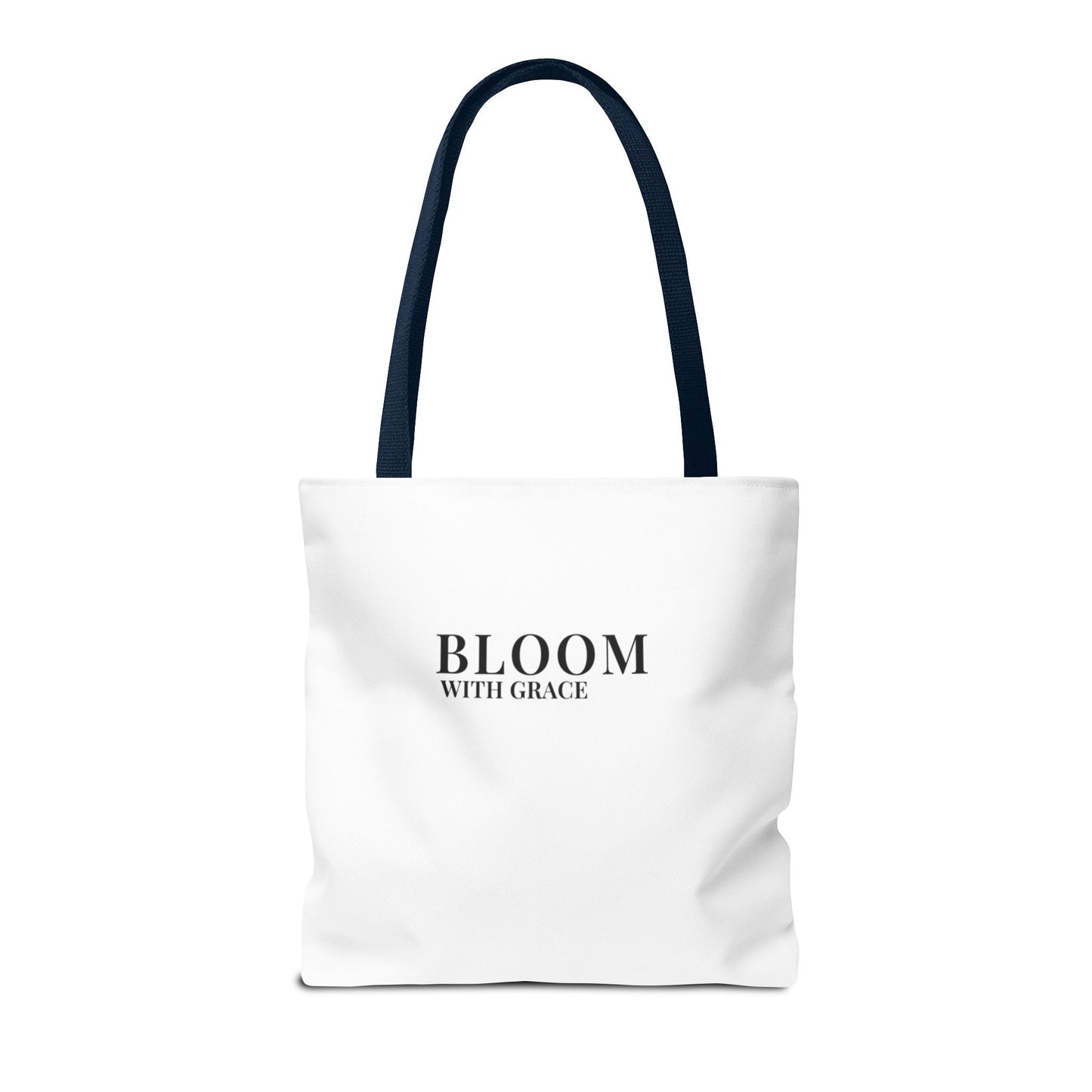 Bloom With Grace Minimalist Canvas Tote Bag — Floral Inspirational Quote Tote