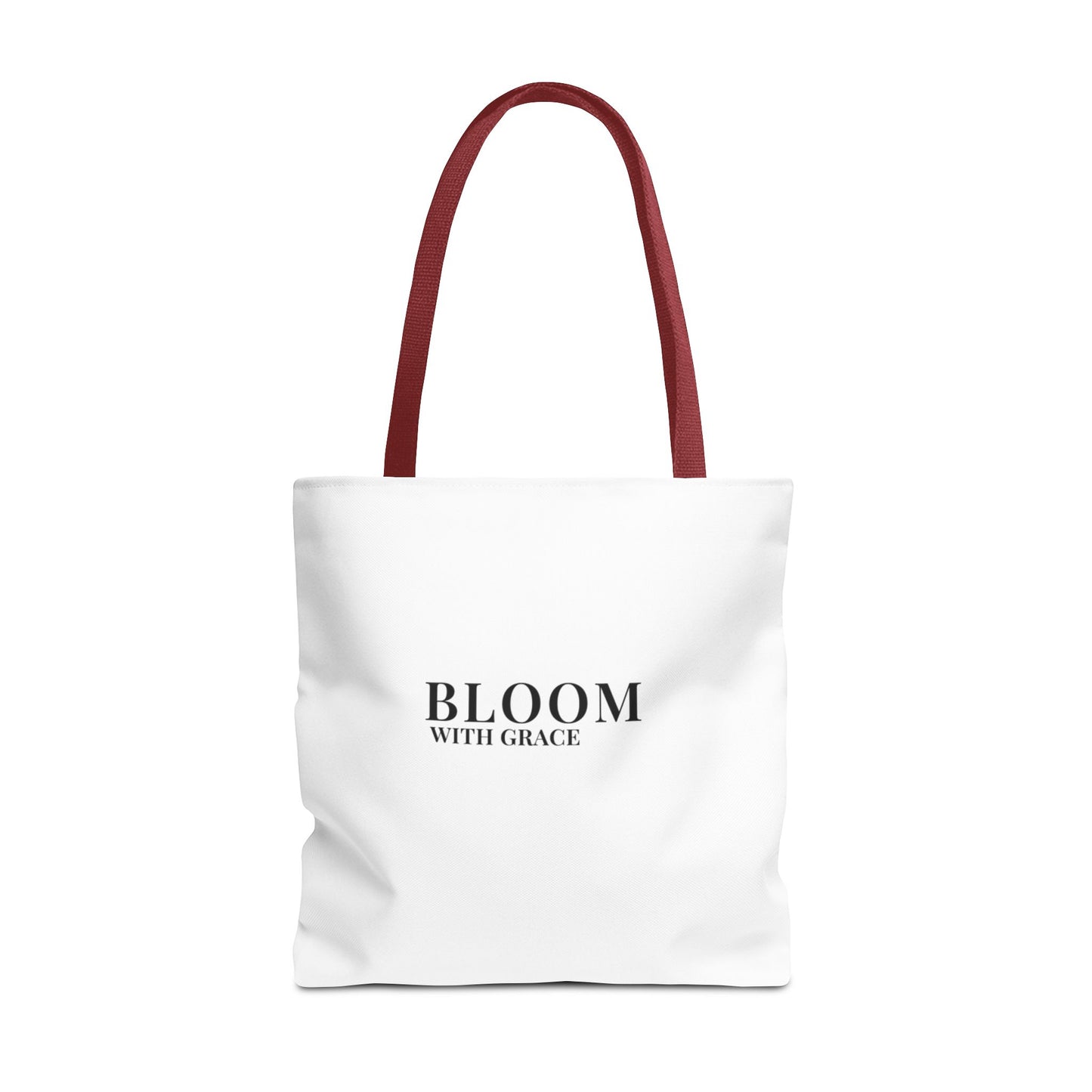 Bloom With Grace Minimalist Canvas Tote Bag — Floral Inspirational Quote Tote