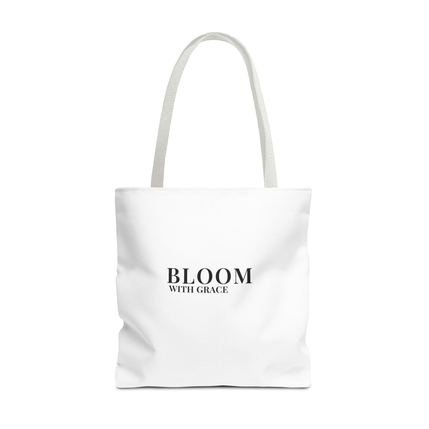 Bloom With Grace Minimalist Canvas Tote Bag — Floral Inspirational Quote Tote