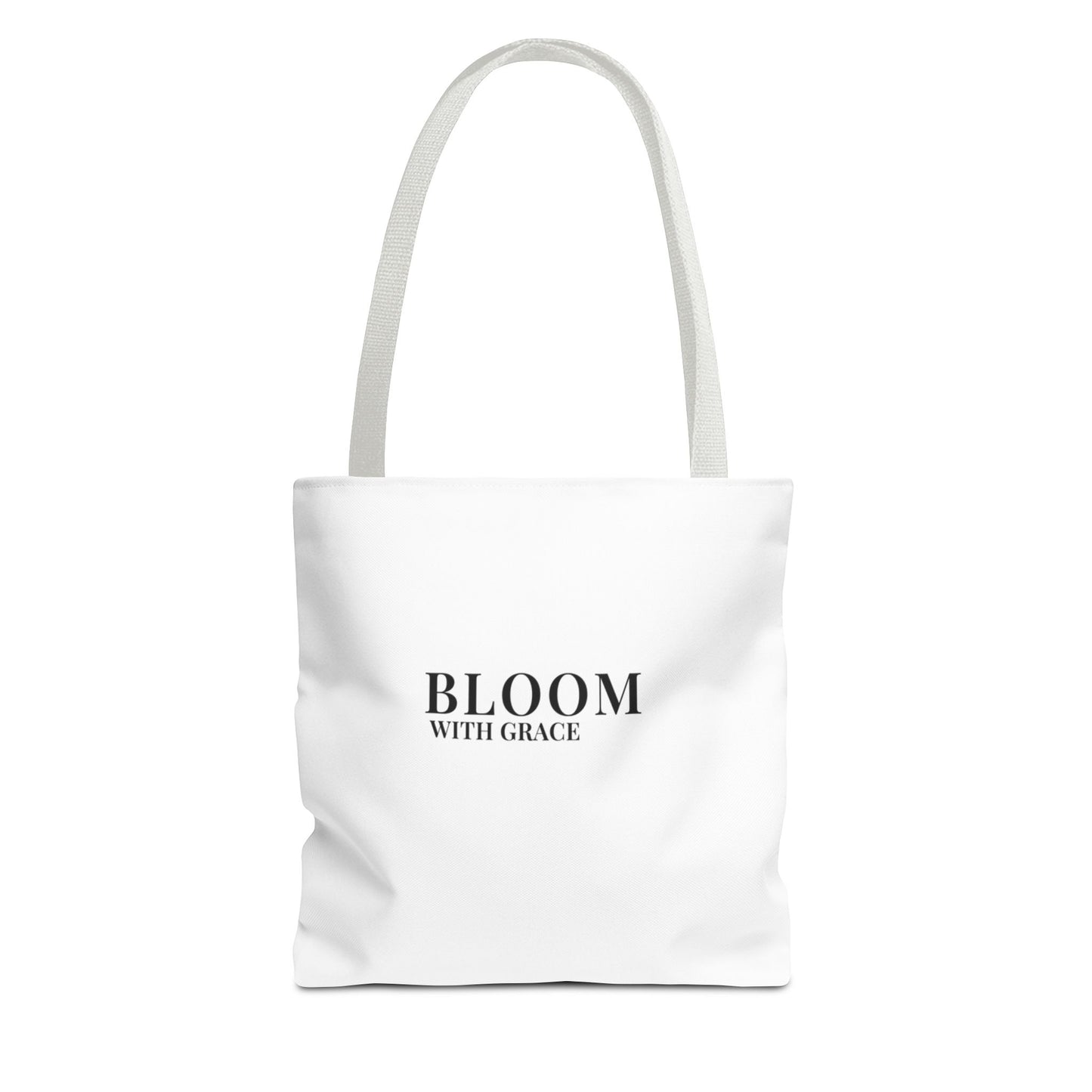 Bloom With Grace Minimalist Canvas Tote Bag — Floral Inspirational Quote Tote