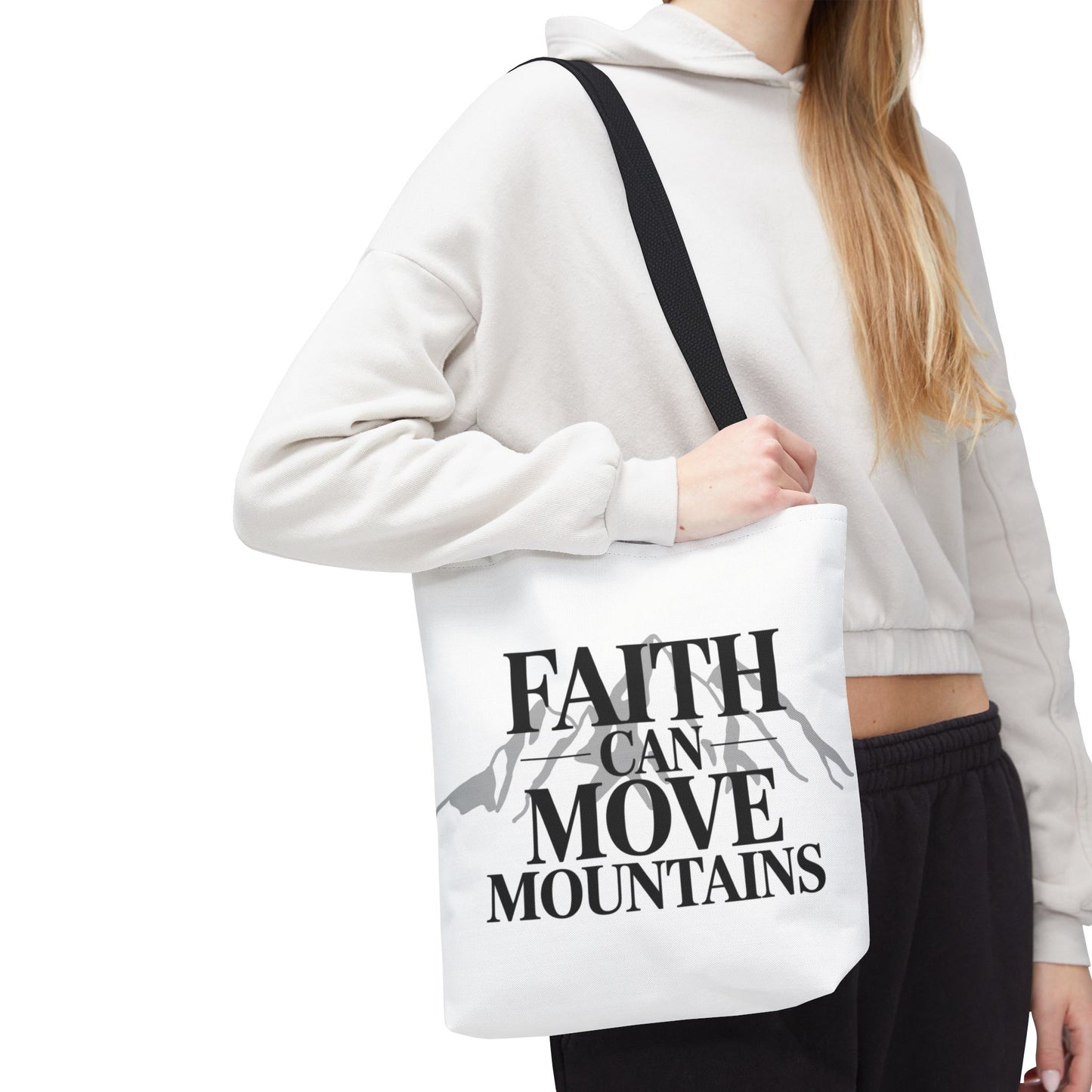 Faith Can Move Mountains Tote Bag – Inspirational Christian Tote, Scripture Quote Bag
