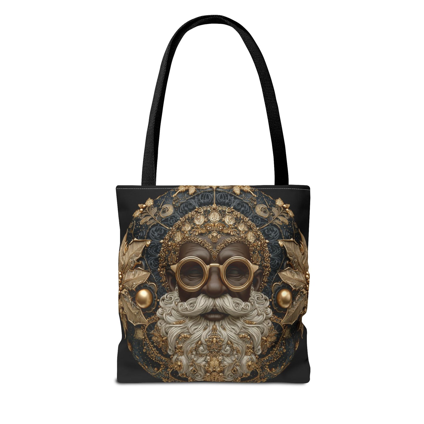 Regal Navy & Gold Black Santa Tote – Luxury Christmas Ornament Design