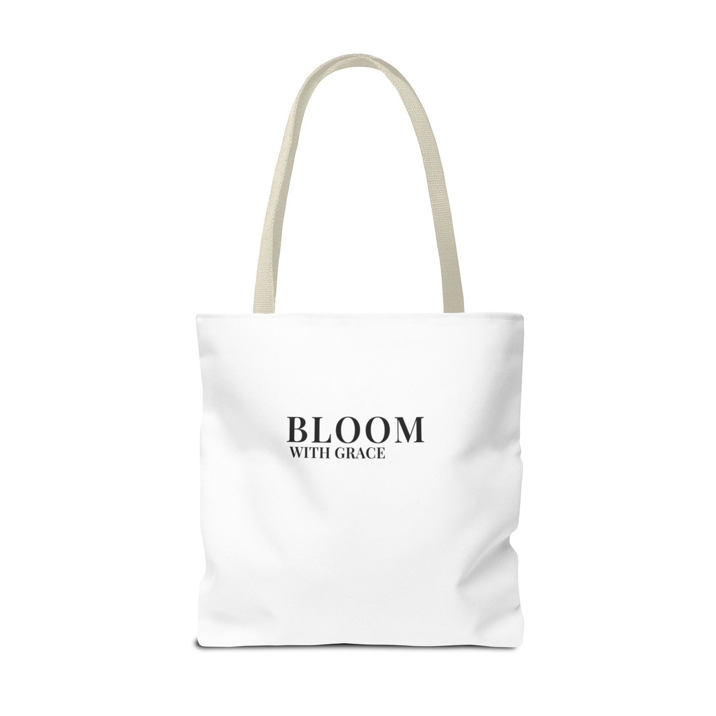 Bloom With Grace Minimalist Canvas Tote Bag — Floral Inspirational Quote Tote