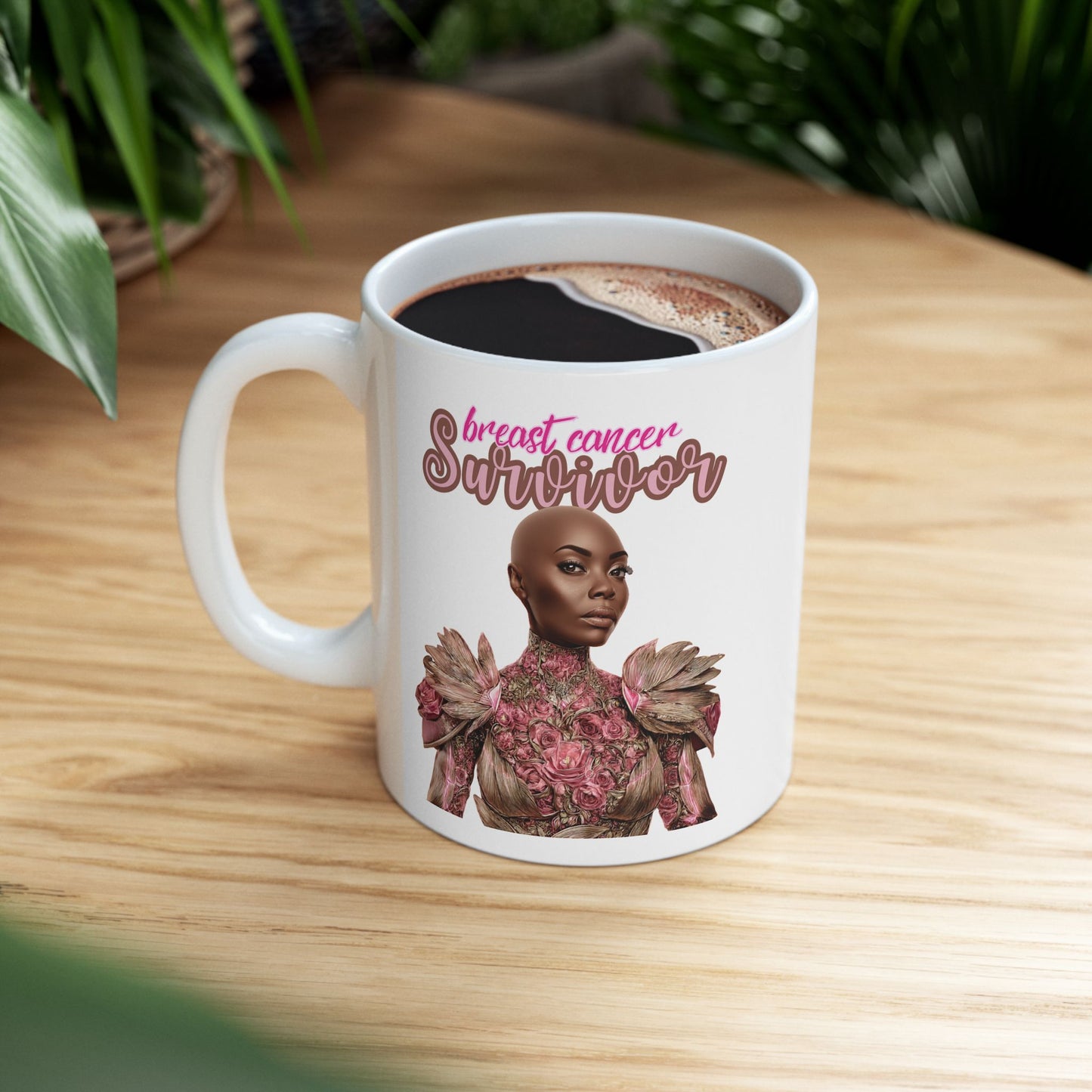 BC Survivor Fancy Mug | Breast Cancer Survivor Gift | Elegant Pink Ribbon Mug | Survivor Empowerment Coffee Cup | Awareness Month Gift for Women