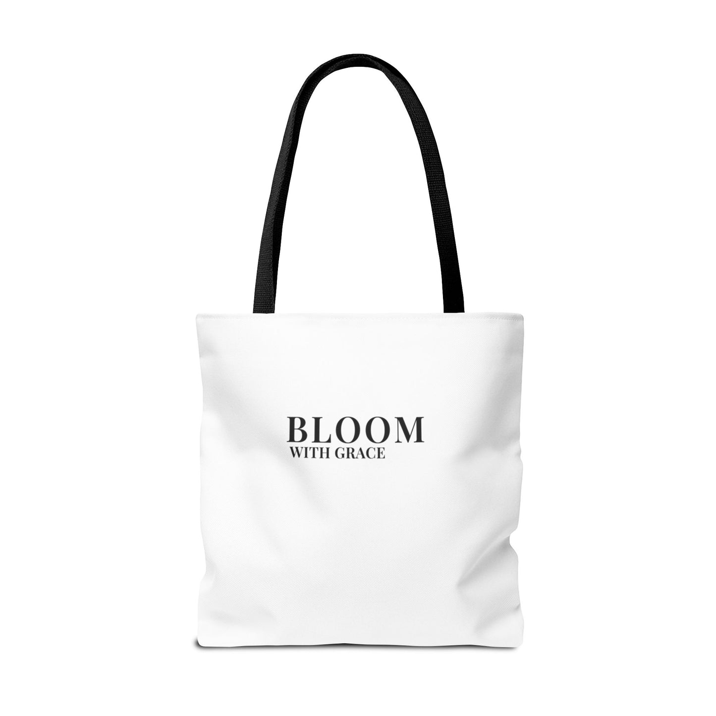Bloom With Grace Minimalist Canvas Tote Bag — Floral Inspirational Quote Tote