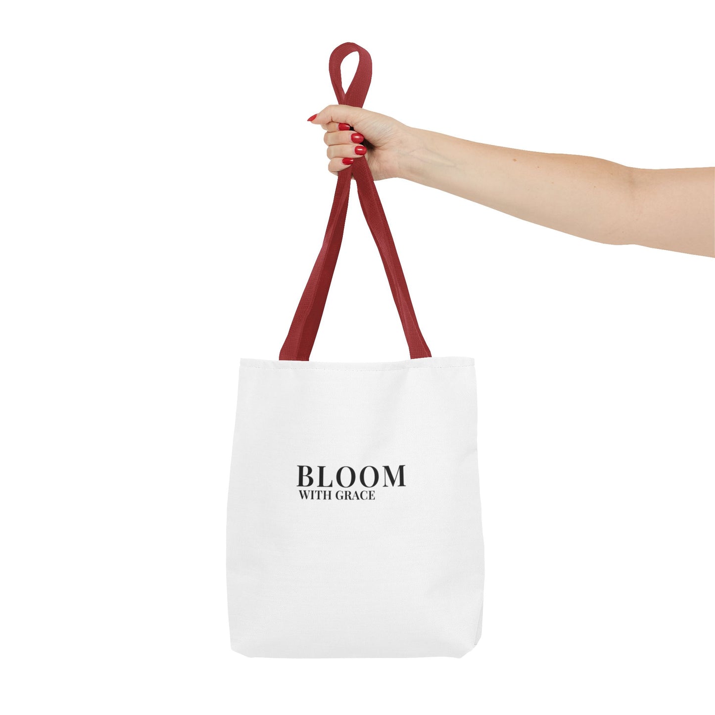 Bloom With Grace Minimalist Canvas Tote Bag — Floral Inspirational Quote Tote