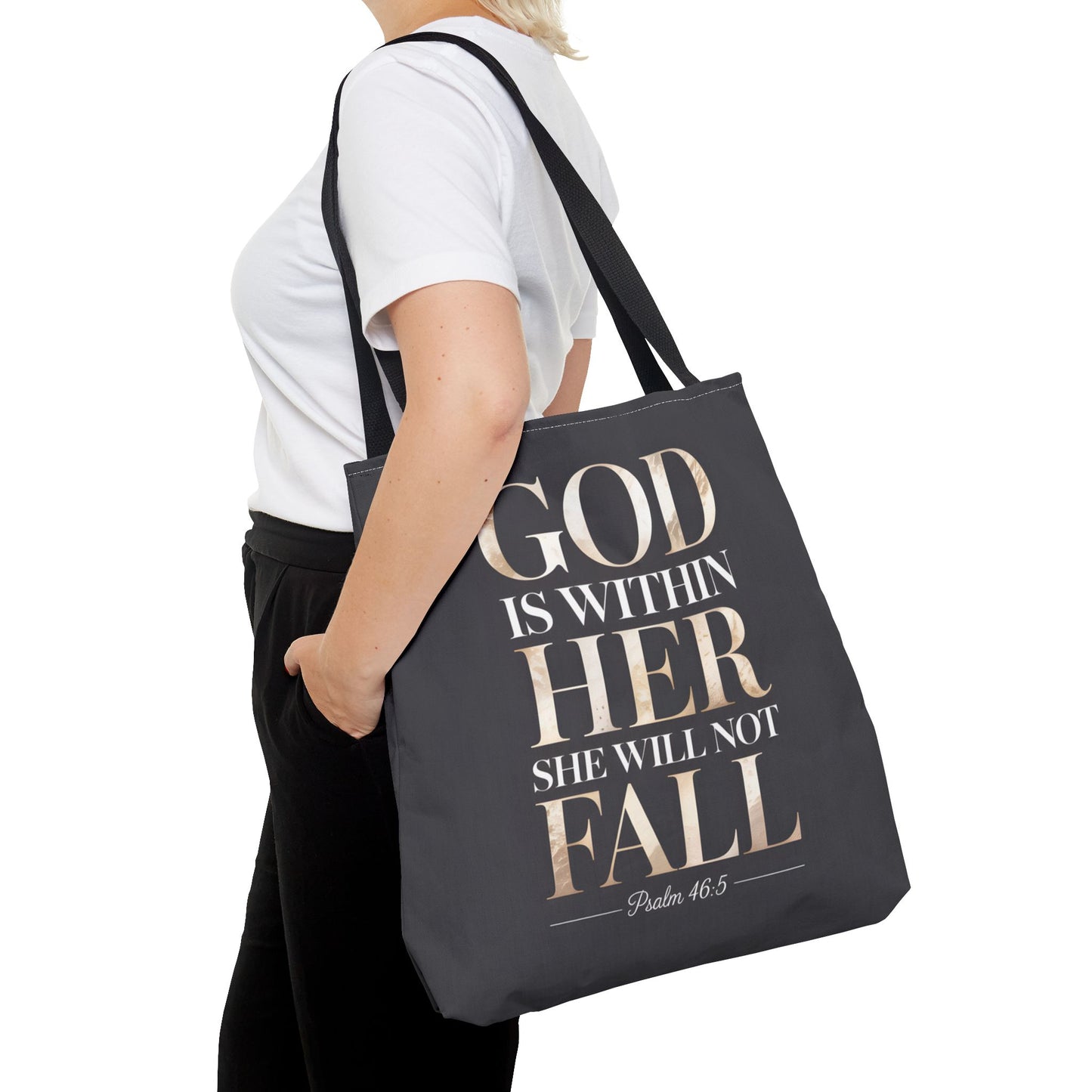 Copy of Psalm 46:5 Tote Bag, God Is Within Her She Will Not Fall Tote, Christian Scripture Tote, Faith Inspirational Bag for Women
