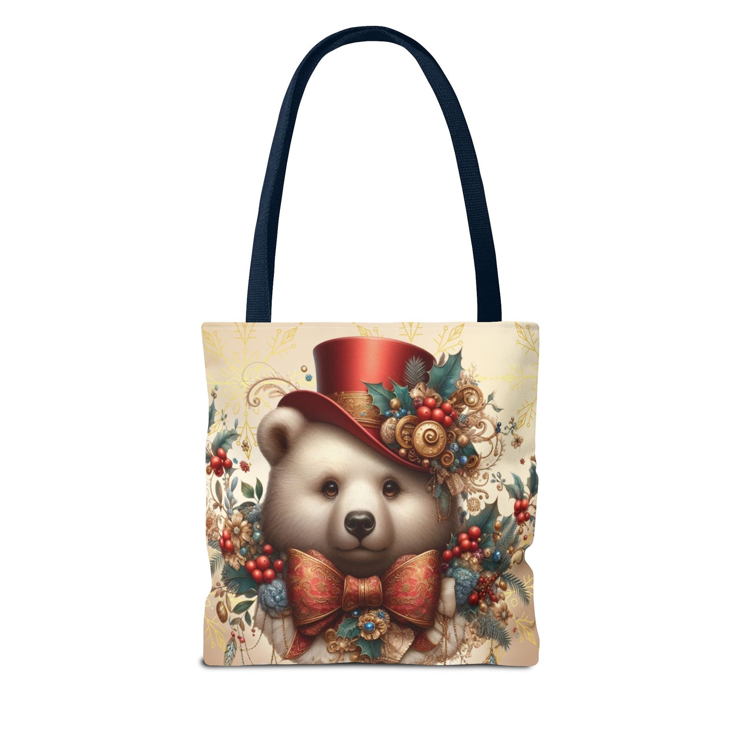 Christmas Bear Tote Bag, Whimsical Holiday Animal Tote, Cute Winter Bear Art Bag, Festive Gift Tote for Women, Seasonal Shopping Bag