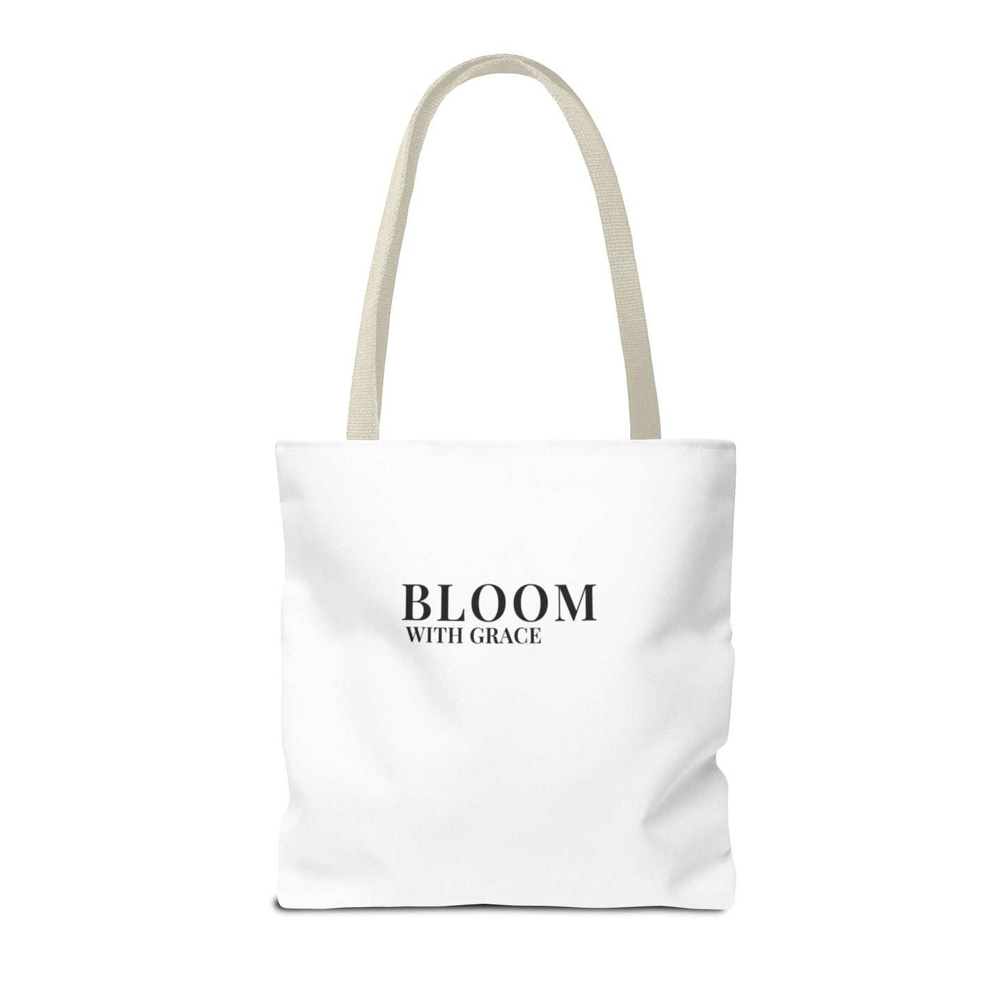 Bloom With Grace Minimalist Canvas Tote Bag — Floral Inspirational Quote Tote