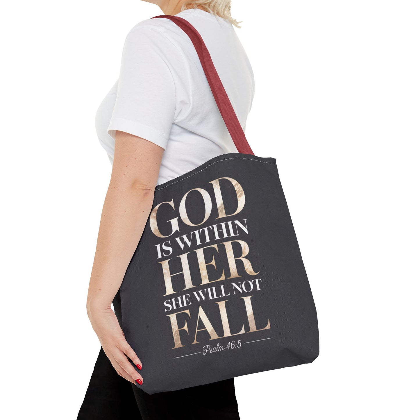 Copy of Psalm 46:5 Tote Bag, God Is Within Her She Will Not Fall Tote, Christian Scripture Tote, Faith Inspirational Bag for Women