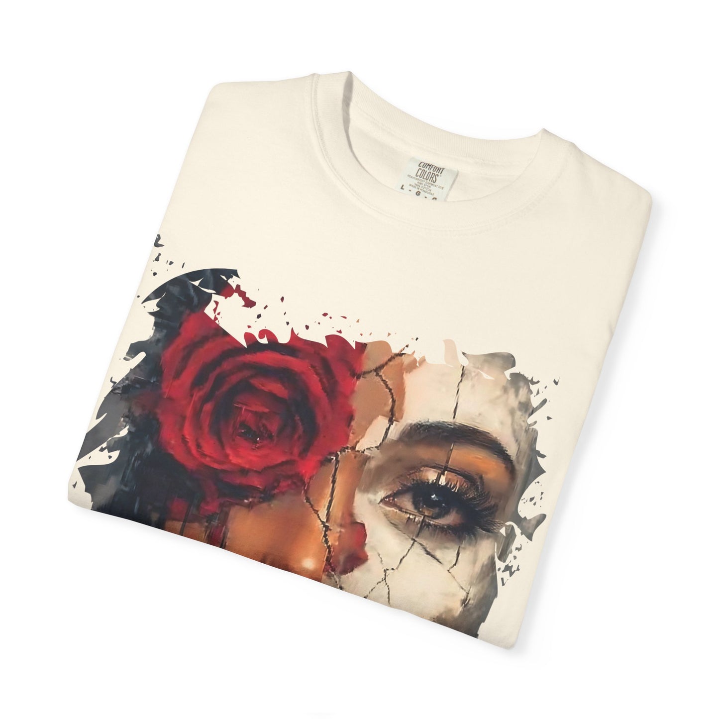 Scarlet Veil Empowerment Tee” or “Cracked Porcelain Resilience Shirt”