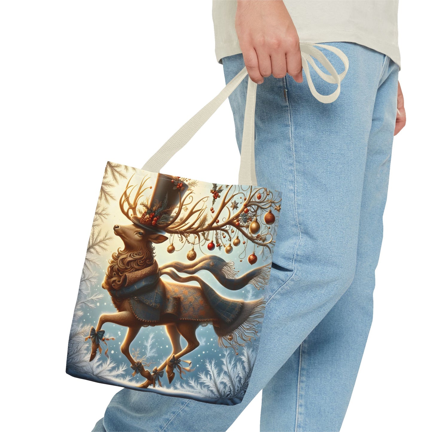 Whimsical Reindeer Christmas Tote Bag, Elegant Holiday Deer Art Tote, Winter Gift Bag, Festive Seasonal Tote for Women