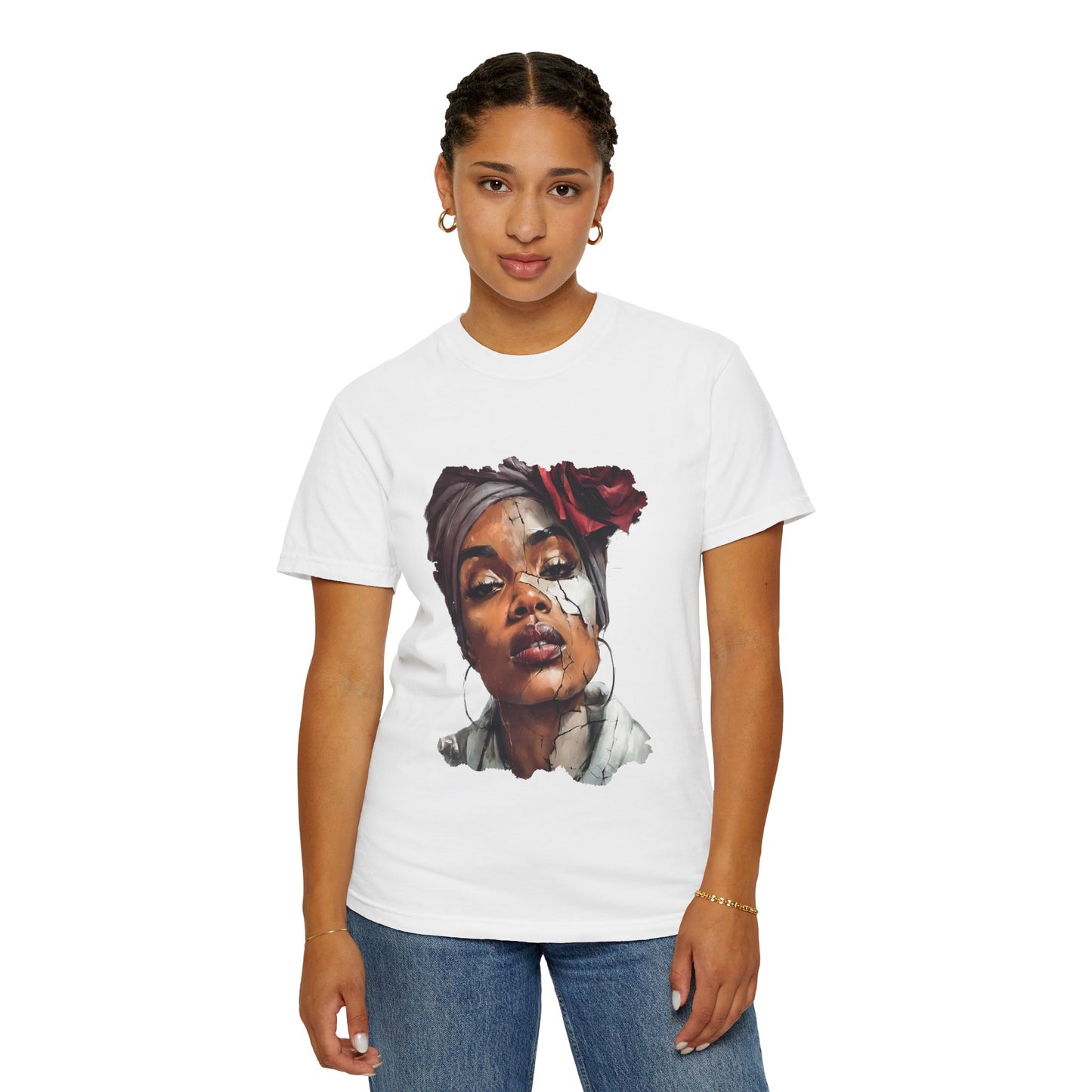 Regal Fracture T-Shirt | Strength Through Adversity Tee | Cracked Porcelain Art Shirt | Empowered Woman Apparel