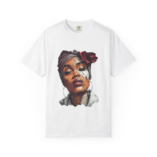 Regal Fracture T-Shirt | Strength Through Adversity Tee | Cracked Porcelain Art Shirt | Empowered Woman Apparel