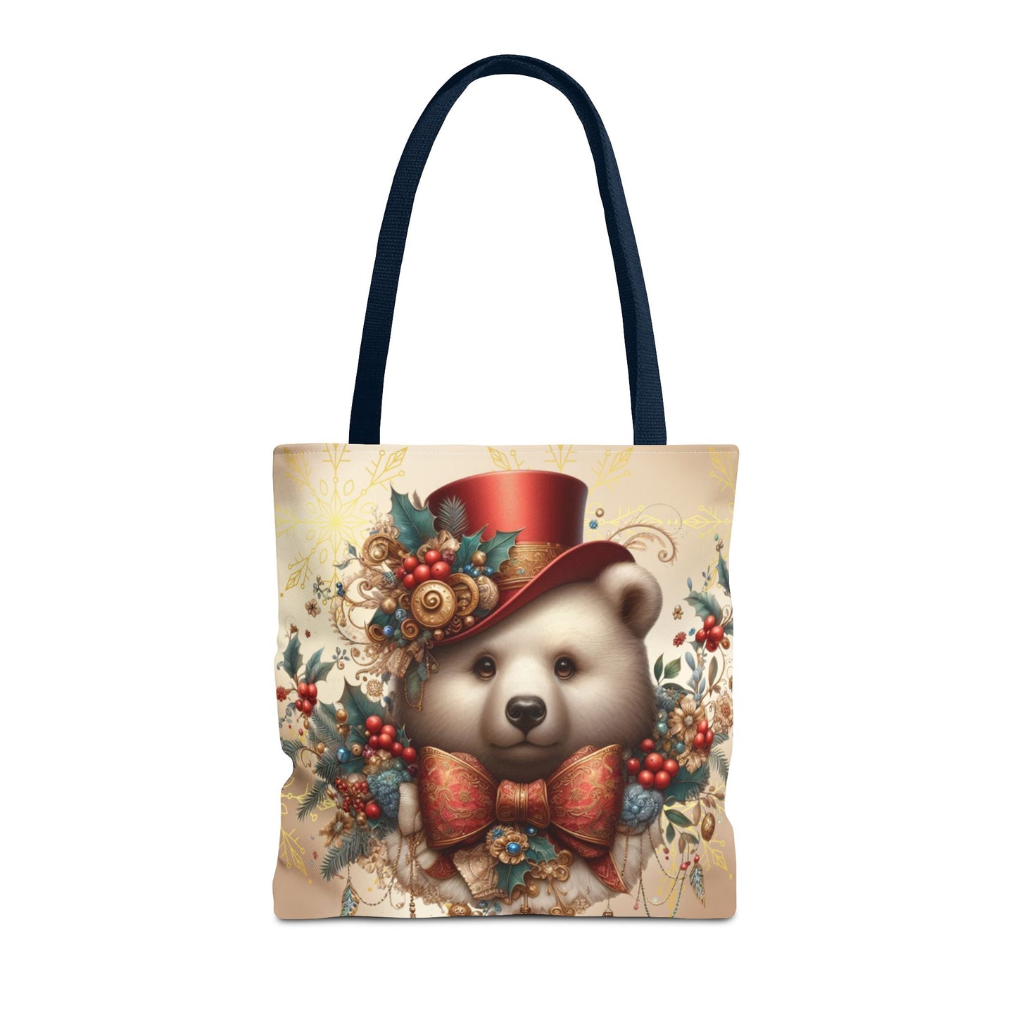 Christmas Bear Tote Bag, Whimsical Holiday Animal Tote, Cute Winter Bear Art Bag, Festive Gift Tote for Women, Seasonal Shopping Bag