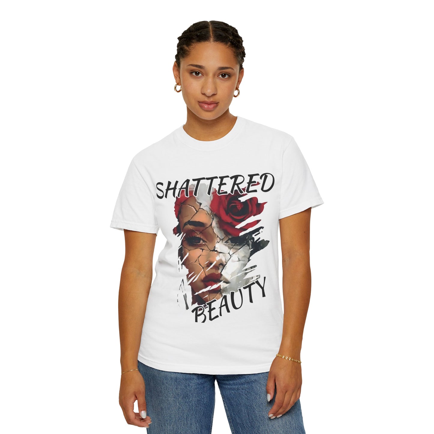 Shattered Beauty Unisex T-shirt, Artistic Graphic Tee, Gift for Art Lovers, Unique Fashion Statement, Casual Wear, Trendy Gift
