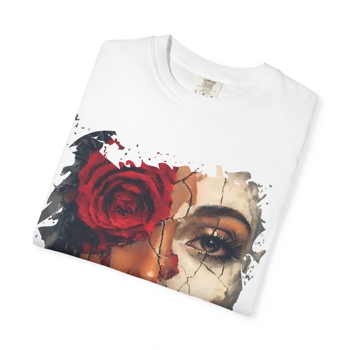 Scarlet Veil Empowerment Tee” or “Cracked Porcelain Resilience Shirt”
