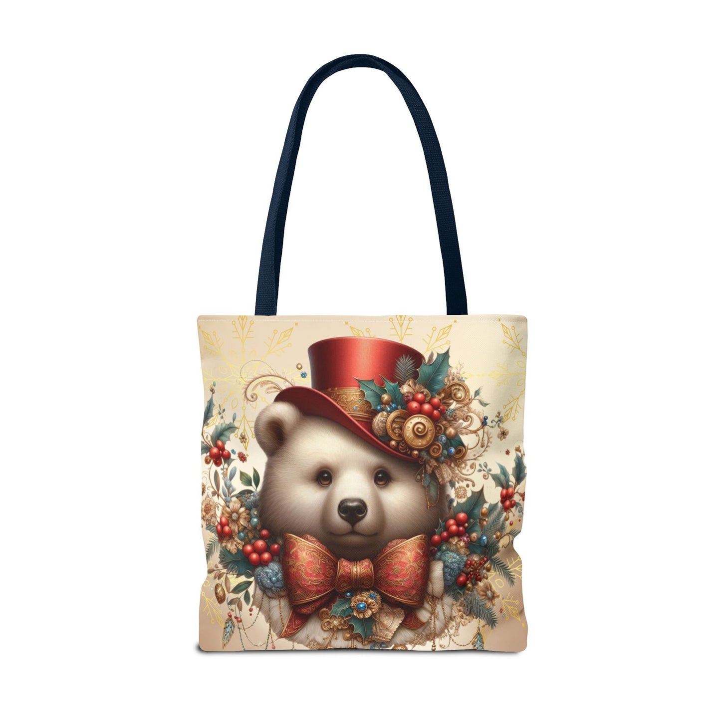 Christmas Bear Tote Bag, Whimsical Holiday Animal Tote, Cute Winter Bear Art Bag, Festive Gift Tote for Women, Seasonal Shopping Bag