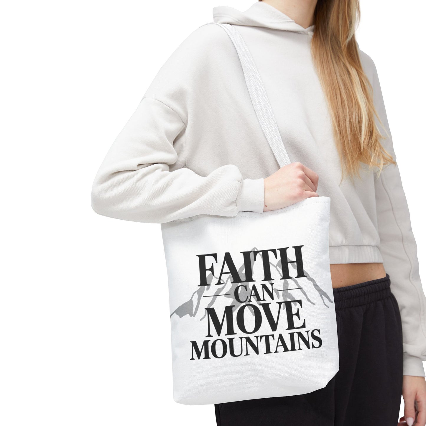 Faith Can Move Mountains Tote Bag – Inspirational Christian Tote, Scripture Quote Bag