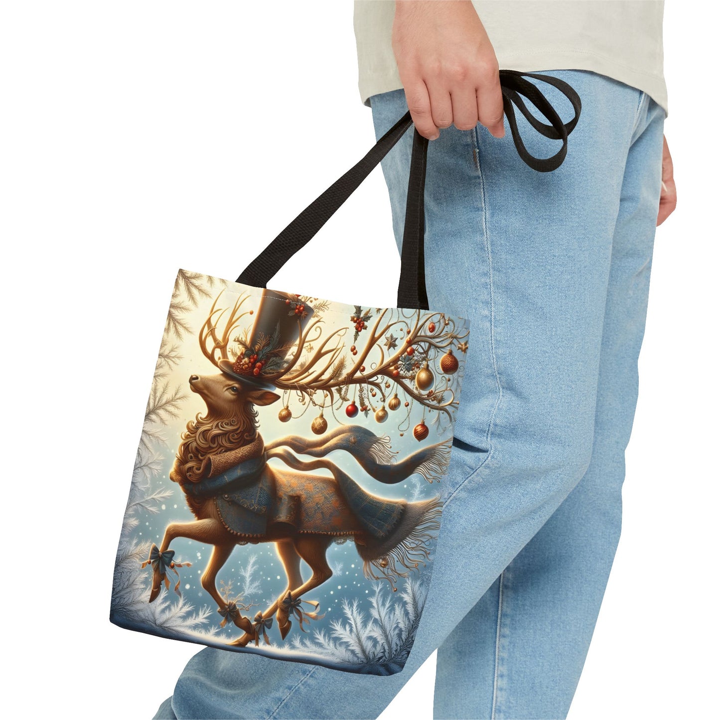 Whimsical Reindeer Christmas Tote Bag, Elegant Holiday Deer Art Tote, Winter Gift Bag, Festive Seasonal Tote for Women