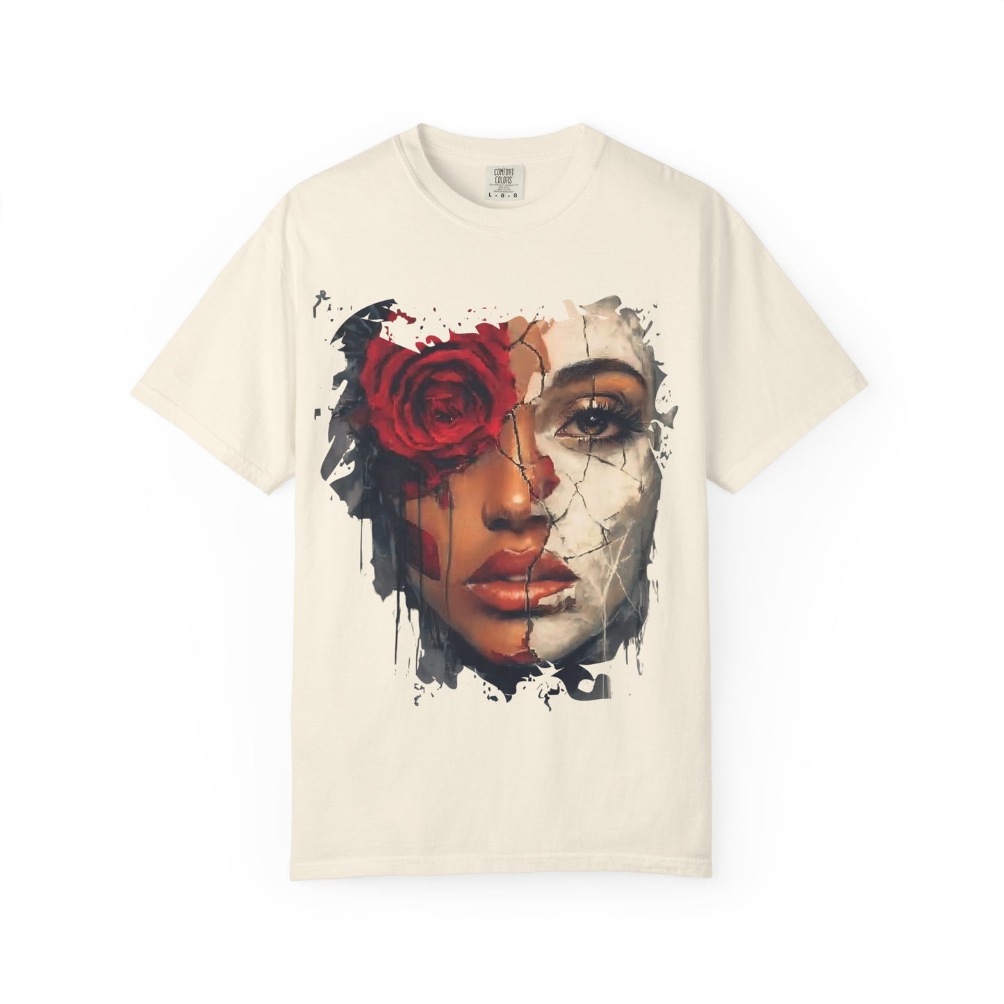 Scarlet Veil Empowerment Tee” or “Cracked Porcelain Resilience Shirt”