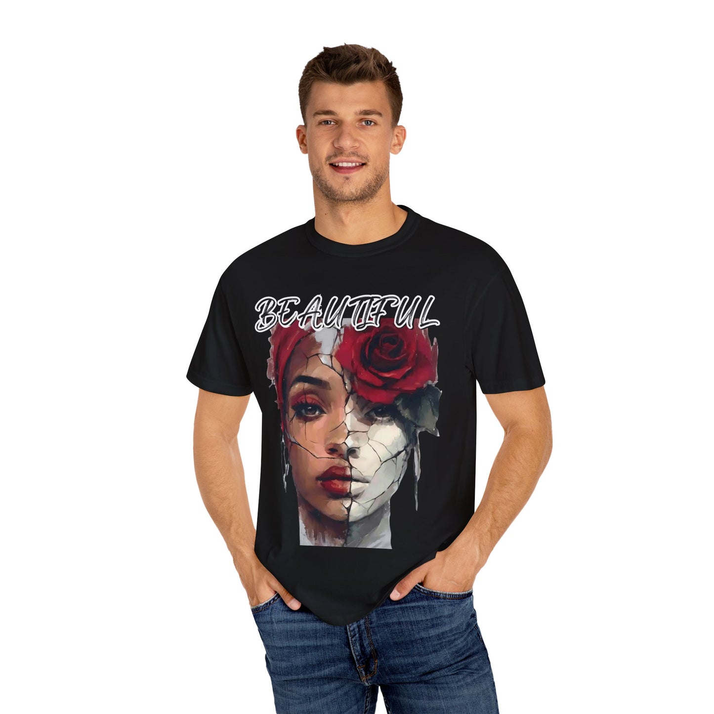 Beautiful Rose Art Unisex T-Shirt | Strength and Vulnerability Graphic Tee | Feminine Empowerment Shirt | Limited Edition Art Fashion