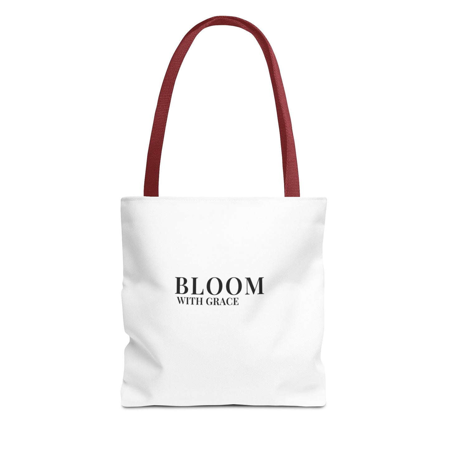 Bloom With Grace Minimalist Canvas Tote Bag — Floral Inspirational Quote Tote