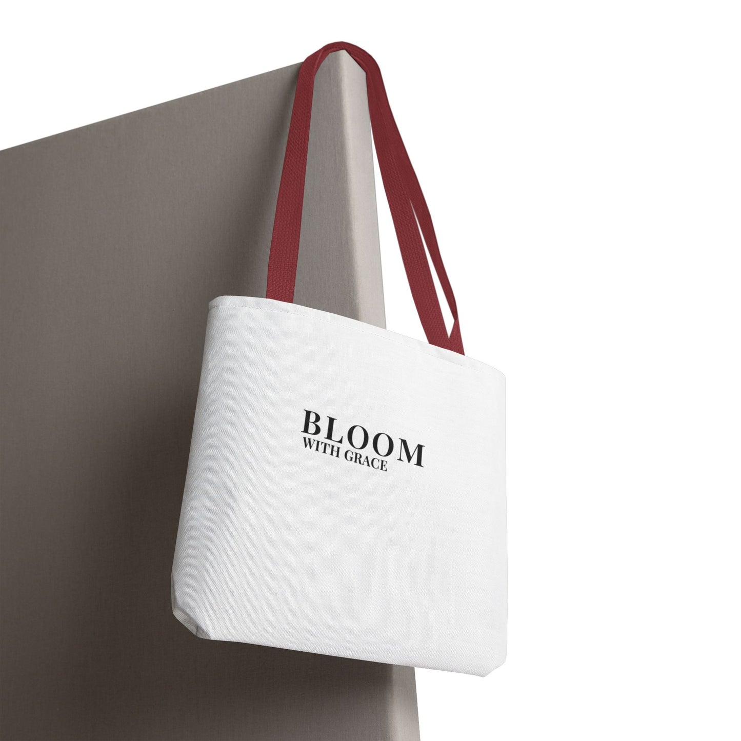 Bloom With Grace Minimalist Canvas Tote Bag — Floral Inspirational Quote Tote