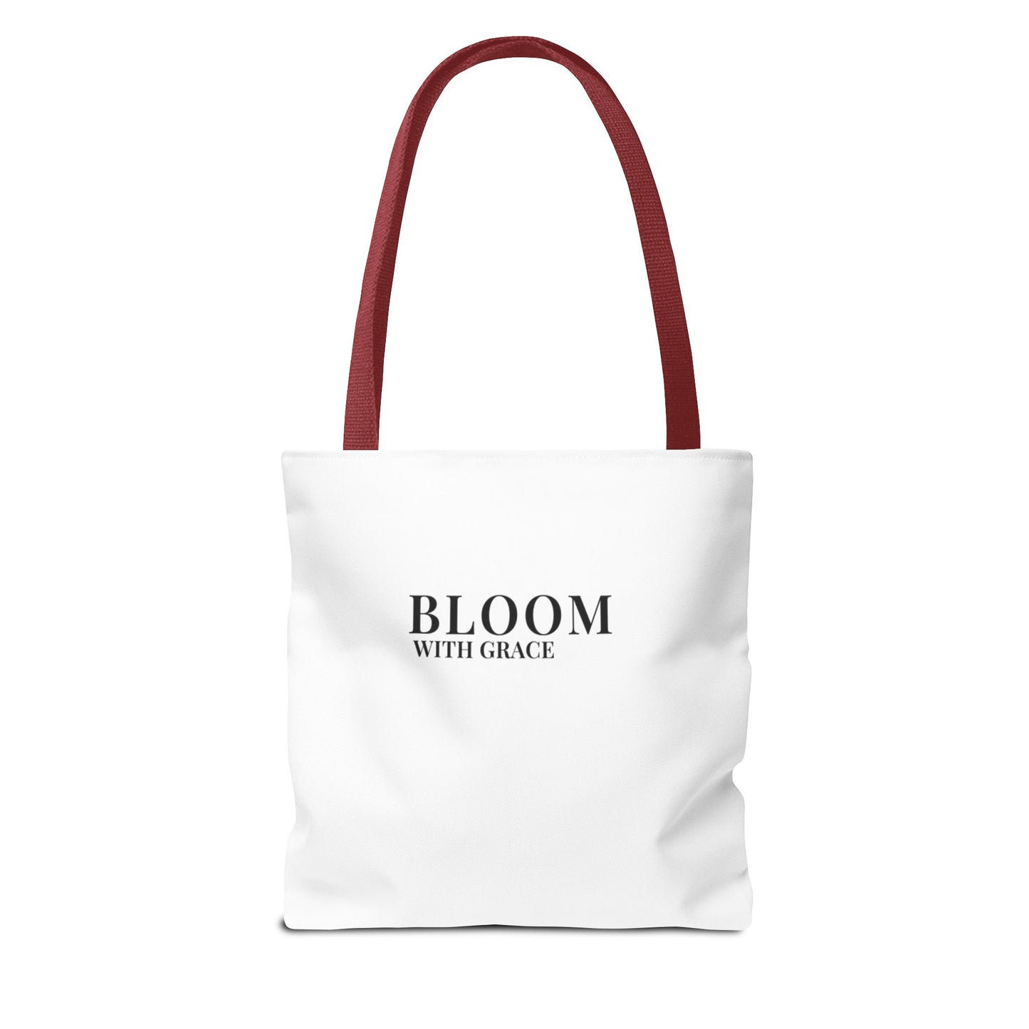 Bloom With Grace Minimalist Canvas Tote Bag — Floral Inspirational Quote Tote