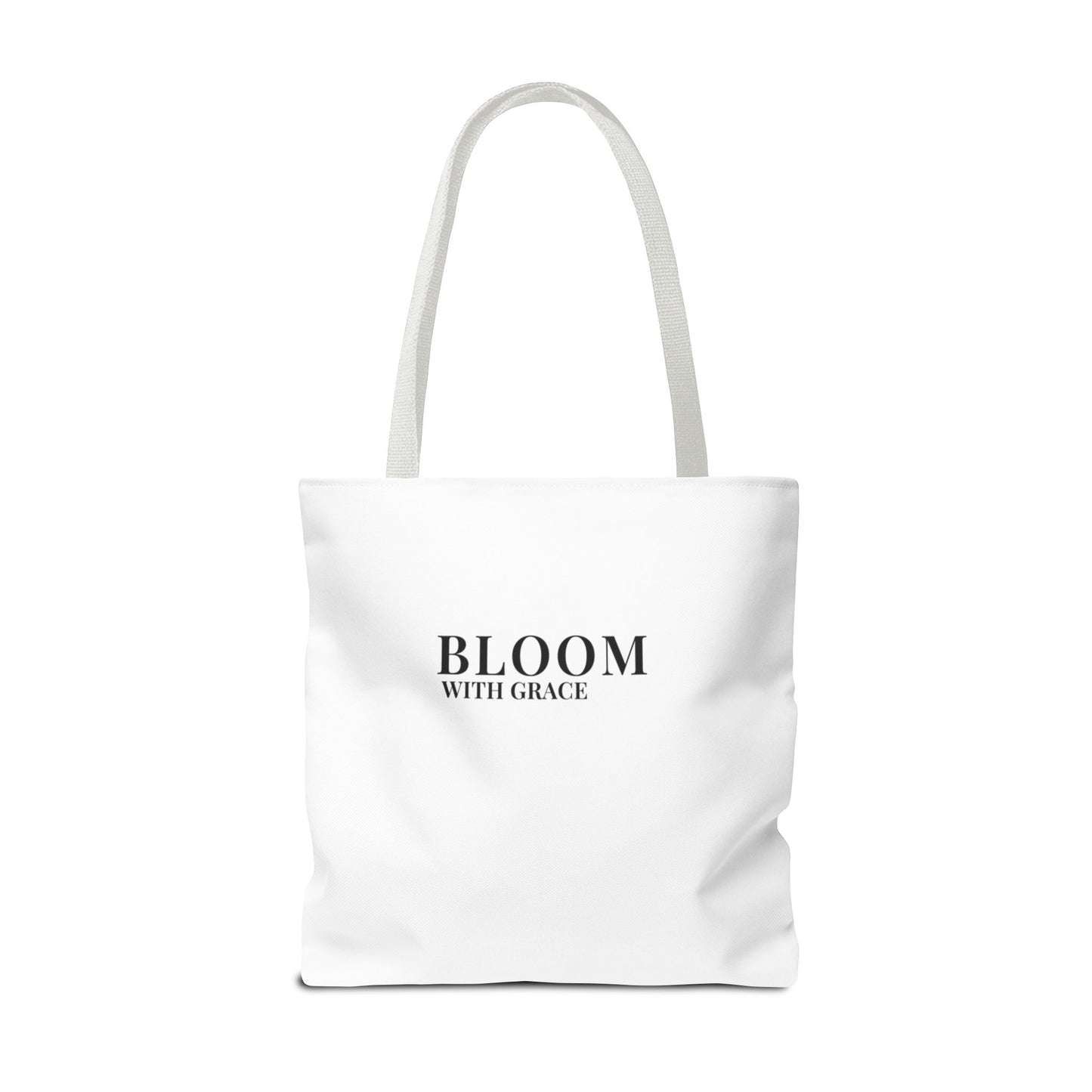 Bloom With Grace Minimalist Canvas Tote Bag — Floral Inspirational Quote Tote